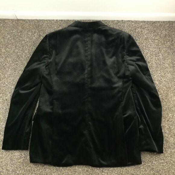Emporio Armani Blazer Jacket Velvet G Line Herringbone Black 42R - Picture 8 of 13